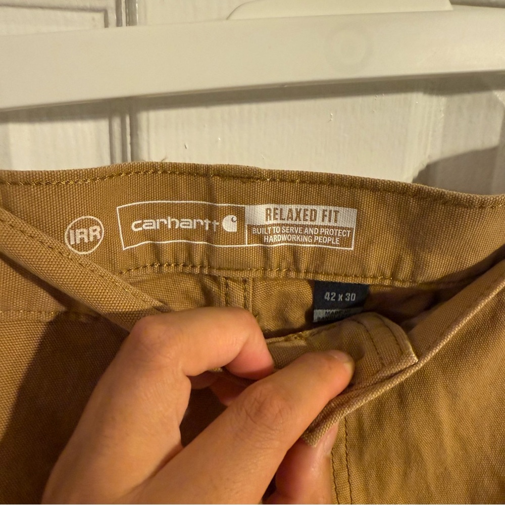 Carhartt Men's Brown Relaxed Fit Straight Leg Fray Hem Jeans Work Outdoor 42x30 - Picture 5 of 9